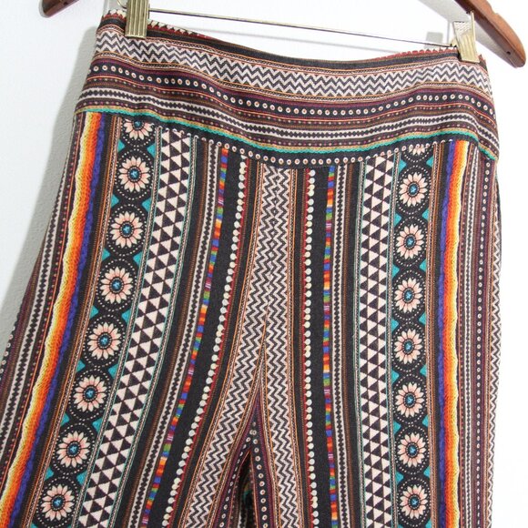 Farm Rio for Anthropologie Satin Wide-Leg Pants Black Stripe Geo Print Size XS - Picture 11 of 14